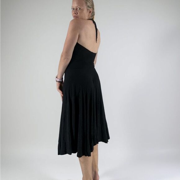 Rachel Pally Halter V-Neck Flowy Midi Dress in Black | Small - Picture 3 of 8